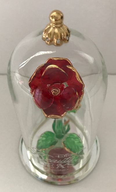 Disney Beauty and the Beast Enchanted Rose Glass Sculpture by Arribas Medium