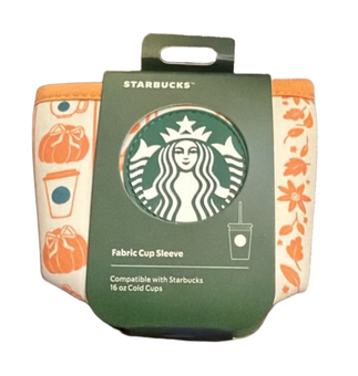 Disney Parks Starbucks Minnie Mouse Pumpkin Spice Fall Fabric Cup Sleeve New Tag