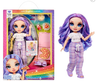 Rainbow High Jr High PJ Party Violet Purple 9'' Posable Doll Toy New W Box