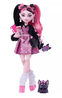 Monster High Draculaura Fashion Doll in Bow Dress with Pet Bat Toy New w Tag