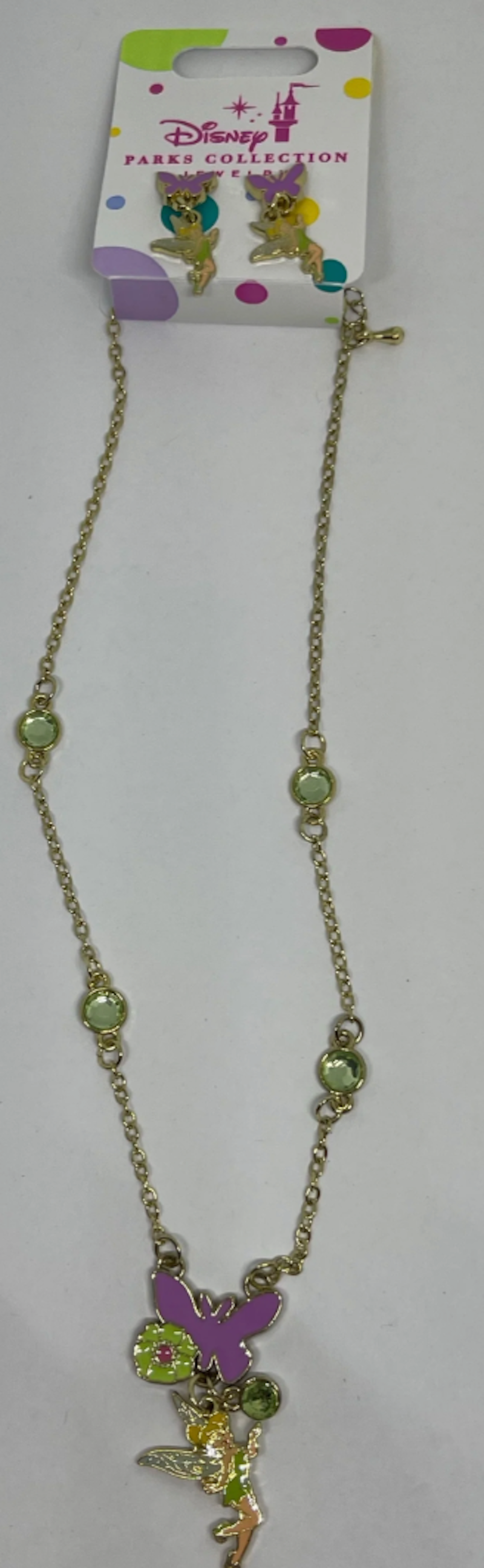 Disney Parks Collection Jewelry Tinker Bell Earrings and Necklace Set New w Tag