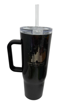 Disney Parks WDW Castle Corkcicle Tumbler 40oz Holographic Black New With Tag
