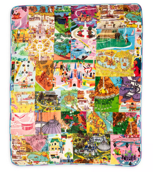 Disney Parks Vintage Maps Throw Blanket New With Tag