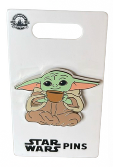 Disney Parks Star Wars Grogu Sipping Soup Pin New with Card