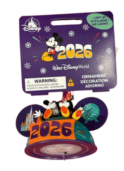 Disney Parks WDW 2026 Mickey Minnie Ear Hat Christmas Ornament New With Tag