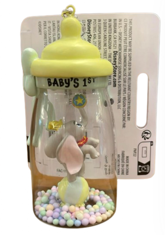 Disney Parks Dumbo Baby 1st 2024 Glass Bottle Christmas Ornament New with Tag