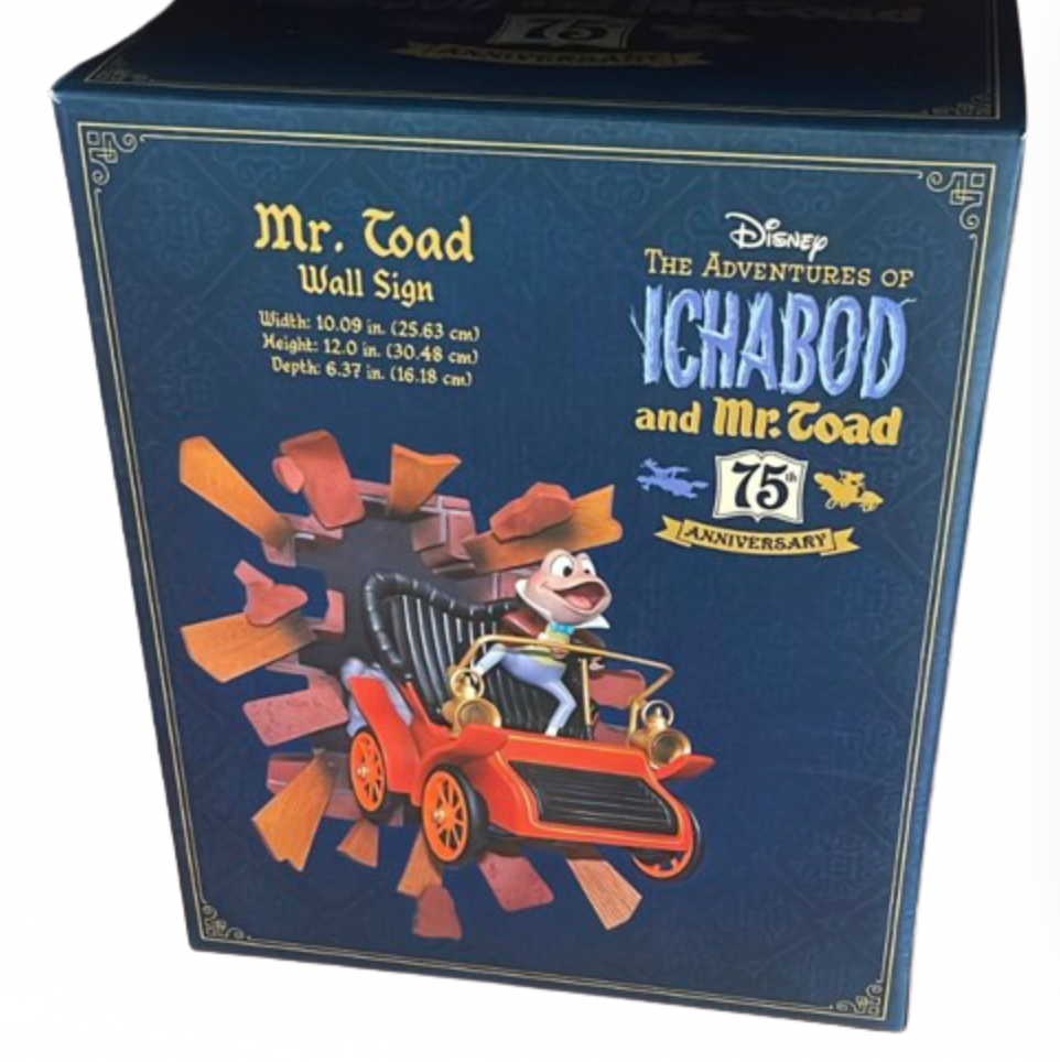 Disney Parks Mr. Toad Wall Sign Adventure of Ichabod 75th New with Box