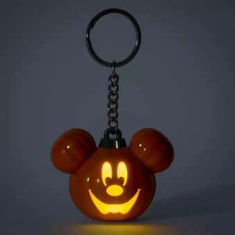 Disney Parks Halloween Mickey Jack-o'-Lantern Light-Up Keychain New with Tag