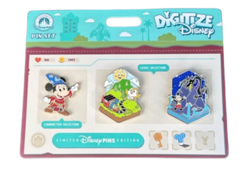 Disney Parks Digitize Mickey Mouse Runaway Fantasia Pin Set Limited New W Card
