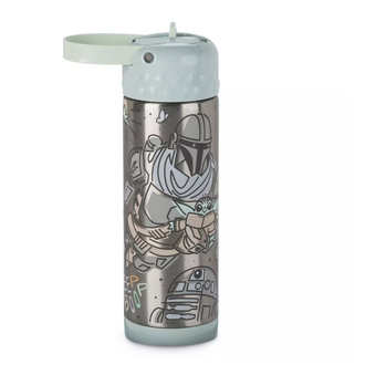 Disney Star Wars The Mandalorian Stainless Steel Water Bottle Built-In Straw New