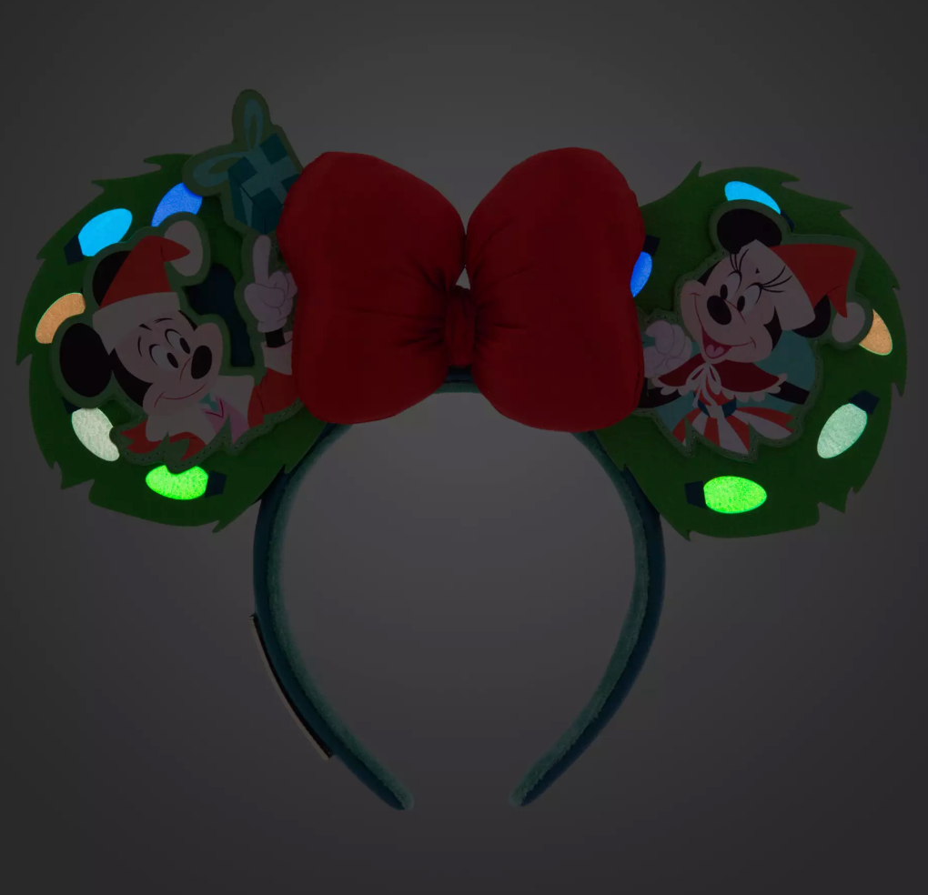 Disney Mickey Minnie Loungefly Glow in the Dark Holiday Ear Headband Adults New