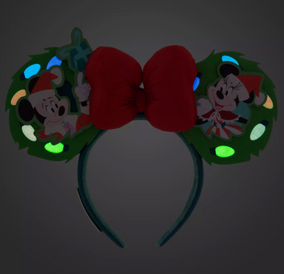 Disney Mickey Minnie Loungefly Glow in the Dark Holiday Ear Headband Adults New