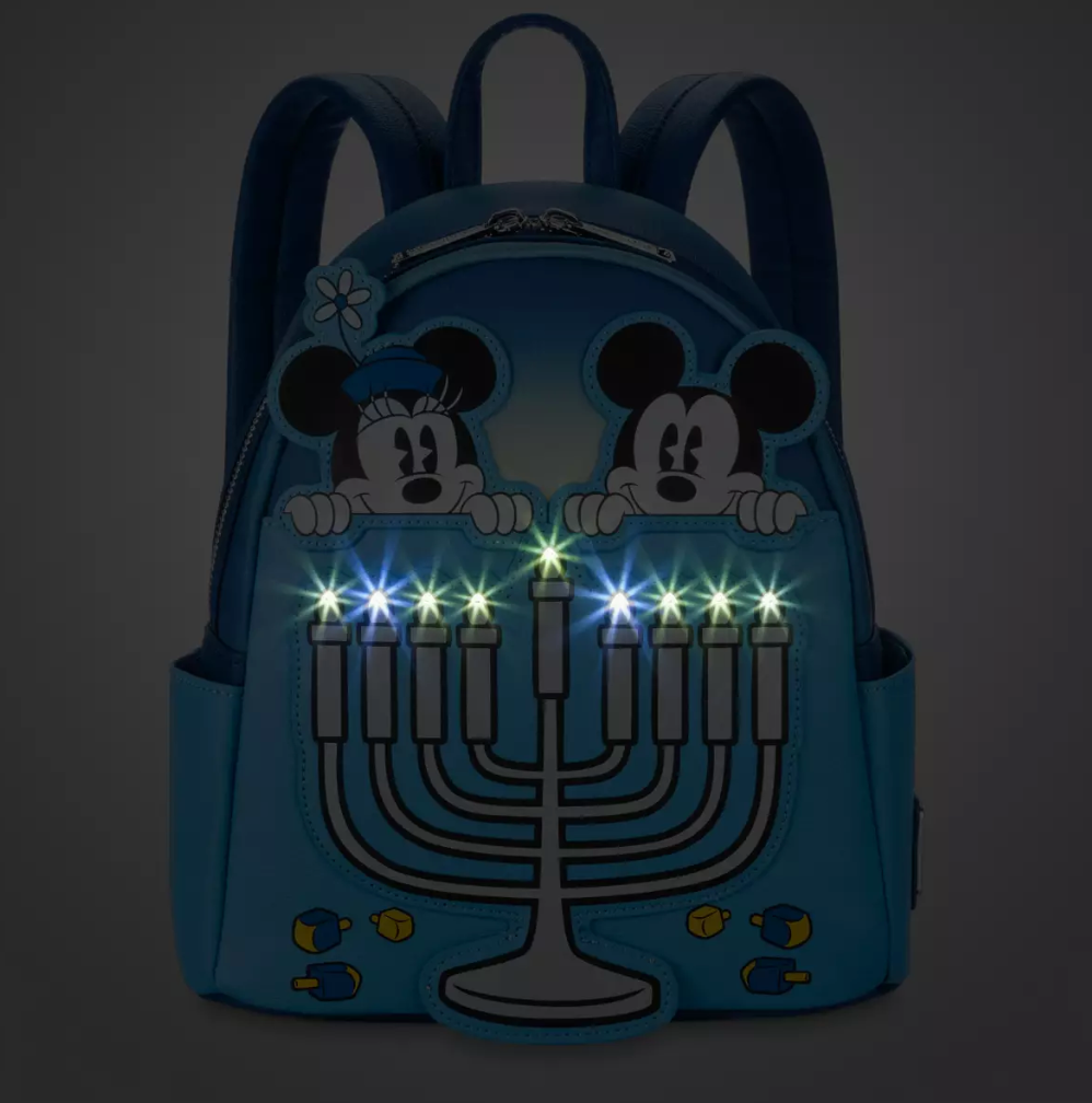 Disney Parks Mickey and Minnie Hanukkah Light-Up Loungefly Mini Backpack New