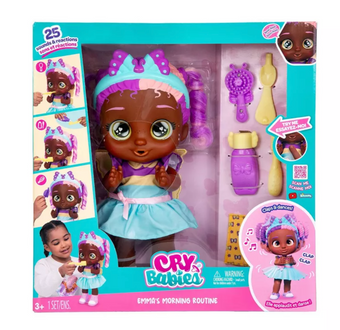 Cry Babies Emma's Morning Routine Interactive 13.6" Baby Doll Toy New with Tag