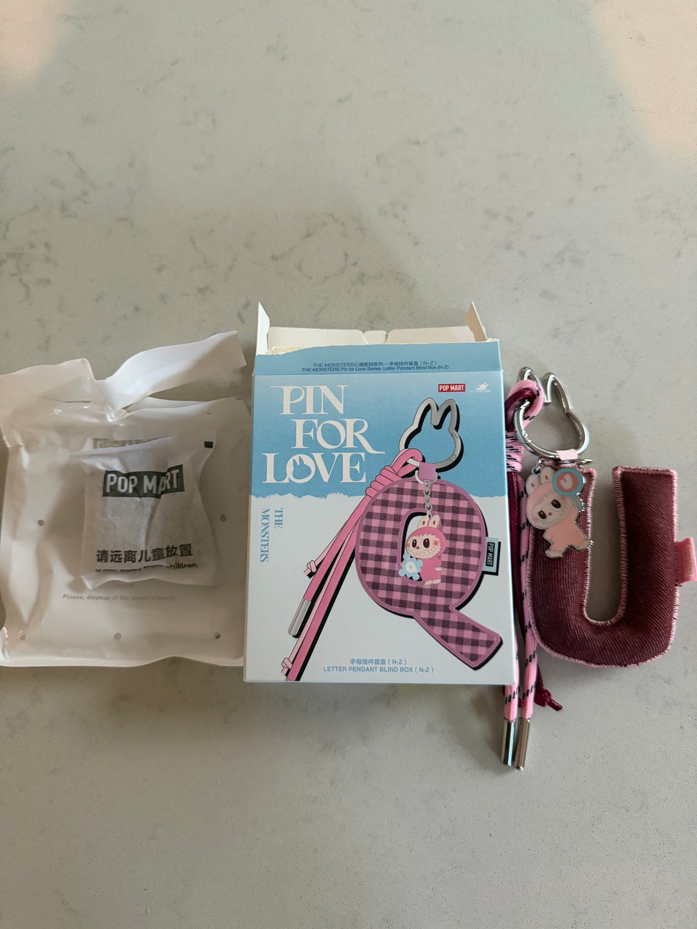 Pop Mart Labubu The Monsters Pin for Love Letter Pendant U Keychain USA New
