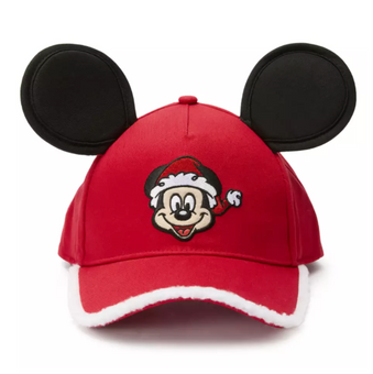 Disney Parks Santa Mickey Mouse Holiday Baseball Ear Cap for Kids New With Tag