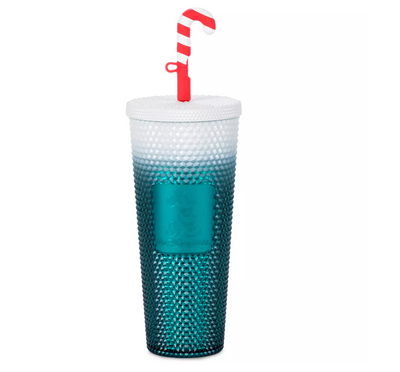 Disney Parks WDW Starbucks Mickey Holiday Tumbler with Candy Cane Straw New