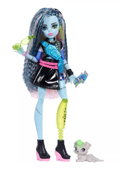 Monster High Frankie Stein Fashion Doll Black Pleather Skirt Pet Watzie Toy New