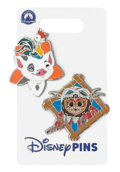 Disney Parks Moana Pua Hei Hei and Kakamora Set of Two Pins New With Card