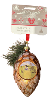 Disney Parks Snow White Glass 2 Sided Sketchbook Christmas Ornament New with Tag