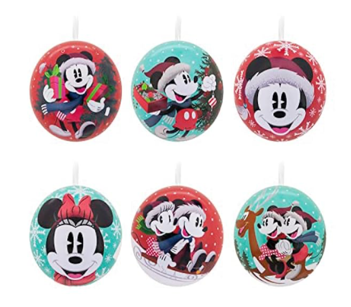 Hallmark Disney Mickey And Minnie Mouse Tin Ball Christmas Ornament New With Box