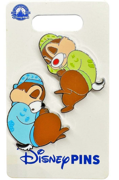 Disney Parks Sleeping Baby Chip 'N Dale Pin Set New With Card