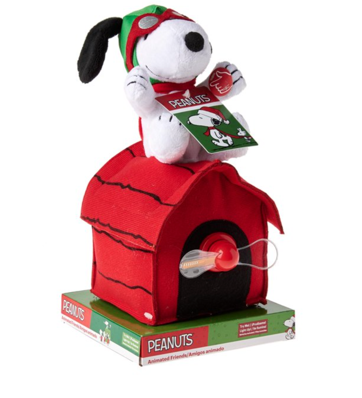 Peanuts Flying Ace Snoopy Sitting on Doghouse Animated 11" Plush Toy New w Tag
