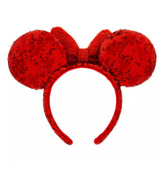 Disney Parks Minnie Red Sequined Ear Holiday Headband for Adults New with Tag