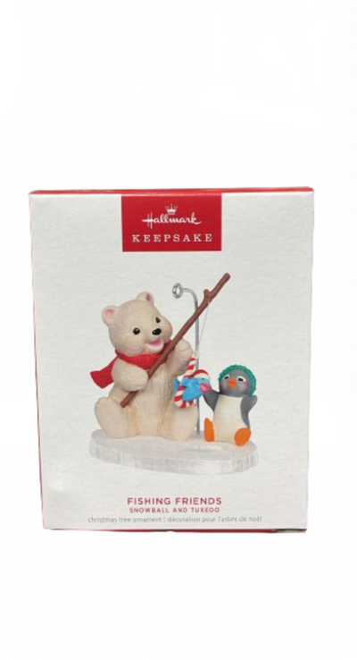 Hallmark 2024 Keepsake Snowball and Tuxedo Fishing Friends Ornament New w Box
