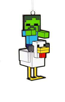 Hallmark Only at Walmart Minecraft Chicken Jockey Metal Christmas Ornament New