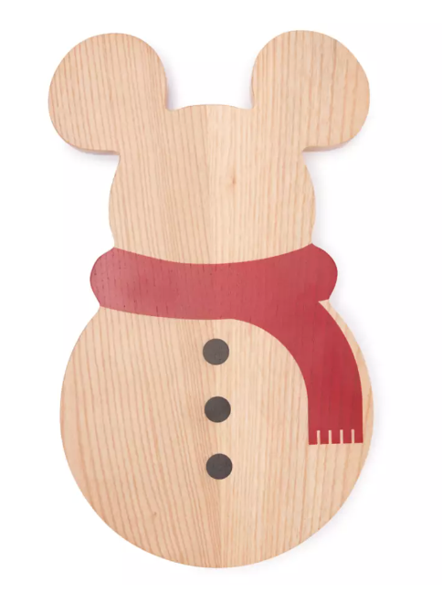 Disney Parks Christmas Holiday Mickey Mouse Wooden Snowman Serving Board New Tag