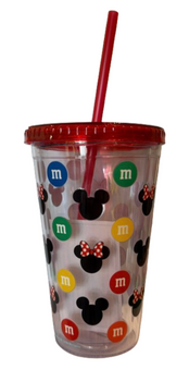 M&M's World Disney Mickey Minnie Icons Colors Tumbler Straw New with Tag