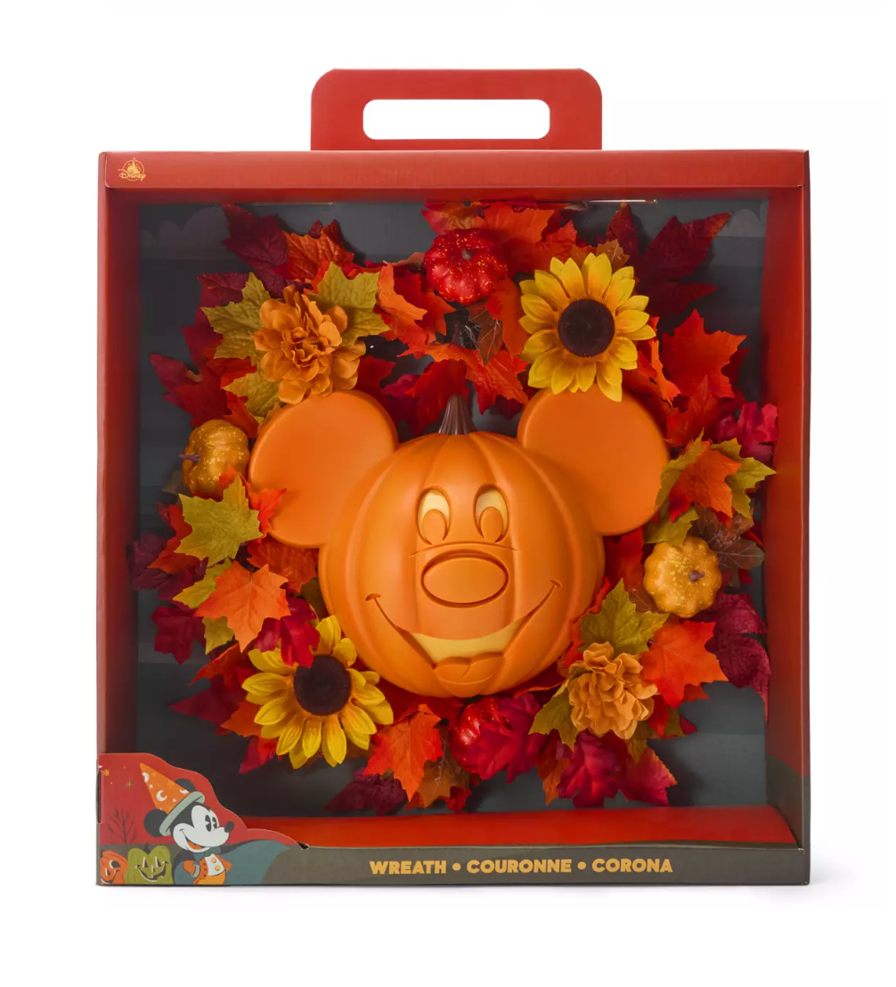Disney Parks Halloween Mickey Pumpkin Jack-o'-Lantern Light-Up Wreath New w Box