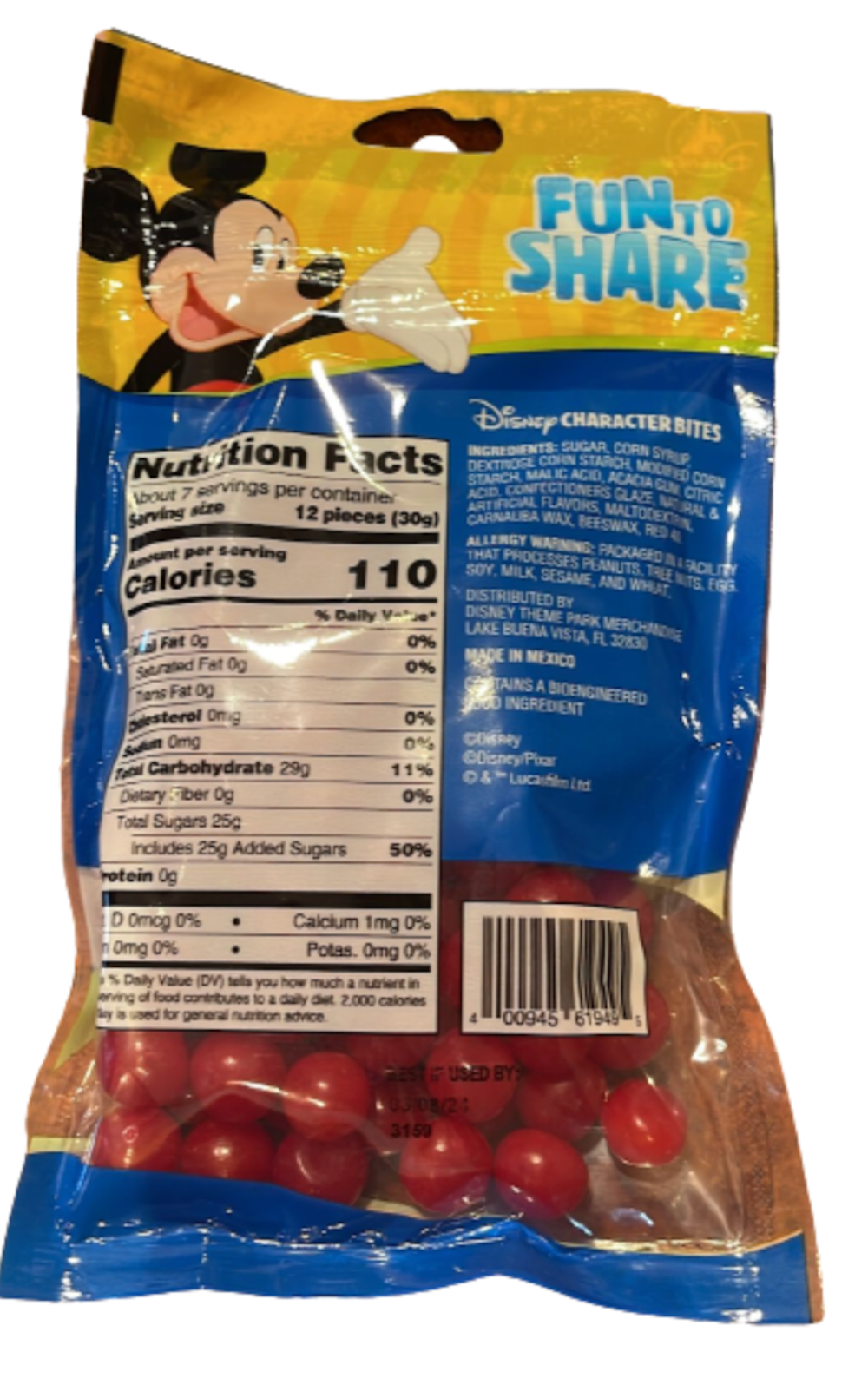 Disney Parks Cherry Sour Balls Disney Characters Fun to Share 7 OZ New Sealed