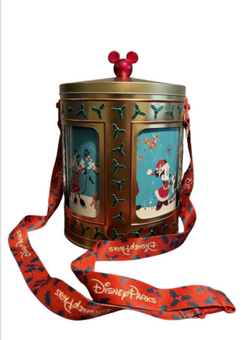 Disney Parks Holiday Christmas Mickey Friends Musical Tin Popcorn Bucket New