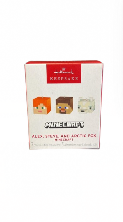 Hallmark 2025 Keepsake Mini Minecraft Alex Steve Arctic Fox Christmas Ornament N