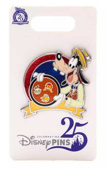 Disney Parks Goofy Pin, Pin Trading 25th Anniversary New With Card