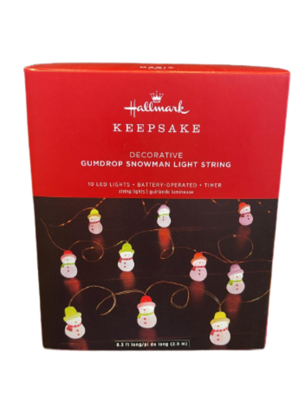 Hallmark 2023 Keepsake Gumdrop Snowman 10 Light Christmas String Lights New Box