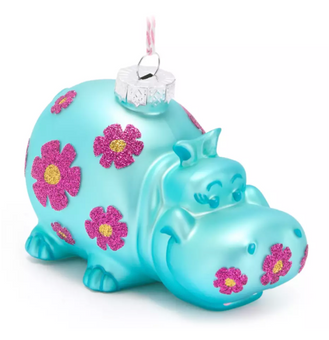 Disney Parks ''it's a small world'' Hippo Glass Christmas Ornament New With Tag