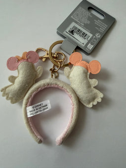 Disney Parks Halloween Mickey Minnie Ghost Ear Headband Bag Charm Keychain New