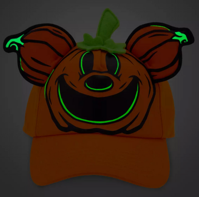Disney Parks Mickey Mouse Jack-o'-Lantern Glow-in-the-Dark Baseball Cap Hat New