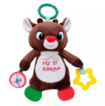 Rudolph the Red-Nosed Reindeer Christmas 10" Crib Activity Toy with Teether New
