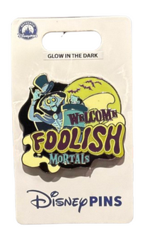 Disney Parks Haunted Mansion Enamel Hatbox Ghost Foolish Mortals Pin New W Tag