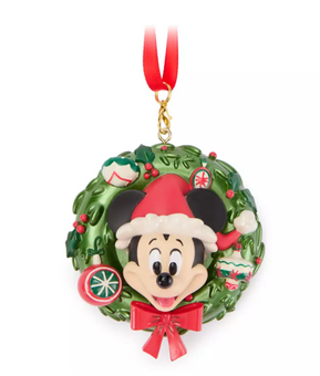 Disney Parks Santa Mickey Mouse Holiday Christmas Wreath Ornament New With Tag