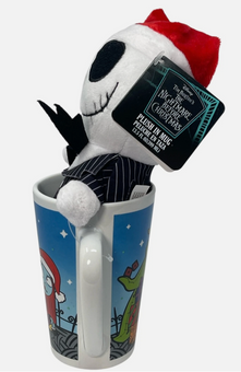 Disney Nightmare Before Christmas Santa Jack Sally Plush in Mug Gift Set New