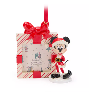 Disney Parks Santa Mickey Photo Frame Christmas Ornament New with Tag