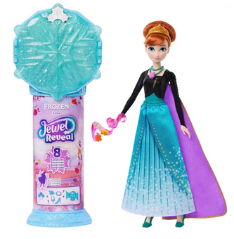 Disney Frozen Jewel Reveal Anna Fashion Doll 8 Surprises Gem Box Toy New w Tag