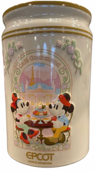 Disney Parks Epcot France Mickey & Minnie Café Gourmand Utensil Holder Jar New