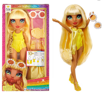 Rainbow High Swim & Style Sunny Yellow 11'' Doll Shimmery Wrap Toy New With Box