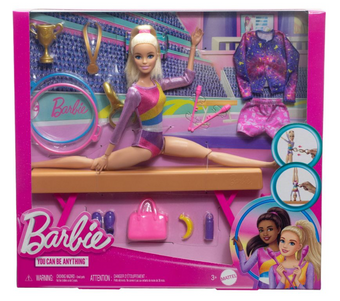 Barbie Gymnastics Playset with Blonde Fashion Doll Balance Beam Toy New with Box